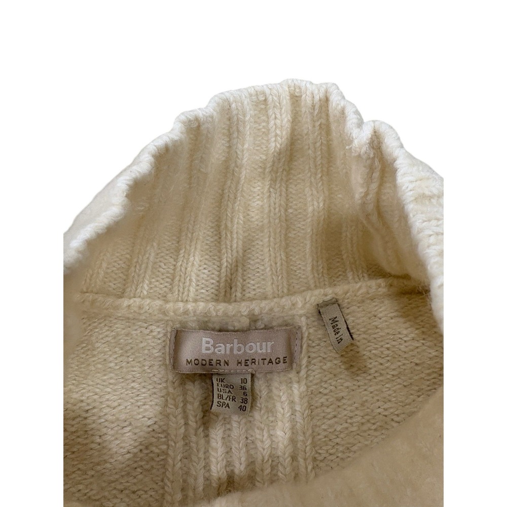 Barbour Women's Cropped Sweater Ivory Wool Blend Sz 6 Quiet Luxury Minimalist - Picture 7 of 8